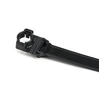 HellermannTyton 157-00286 Cable Tie Mounts Wide Strap Cable Tie with 10mm Stud Mount, 15.7" Long, 0.5" Wide, PA66HIRHSUV, Black, 300/bg