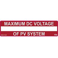 HellermannTyton 596-01009 Labels Solar Label, Printable, MAXIMUM DC VOLTAGE LABEL, 3.75" X 1.0", PET, Red, 10/pkg