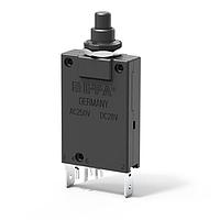 E-T-A Circuit Breakers 2-6400-IG8-L10-A3-SI-012805-0.1A Thermal Overcurrent Single pole thermal circuit breakers with push-to-reset, tease-free, trip-free, snap action mechanism (R type TO CBE to EN 60934). Featuring auxiliary contacts (1 x N/C; 1 x N/O) as standard. Options include an additional unprotected circuit tap (-A3