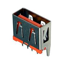 Kycon KUSBVLPXHT-AS1N-O30-HRF USB Type A Connectors HighRetn. USB-A Vert LowProfile 30U Oran