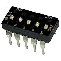 CTS Electronic Components 210-5MSF DIP Switches THROUGH HOLE, GOLD FLASH DIP SWITCH, 5-POLE, MEDIUM ACTUATOR, BOTTOM SEAL, OFF, TUBE PACK