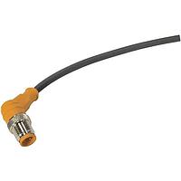 HARTING 2137B600430010 Sensor Cables / Actuator Cables M12 A-code Single Ended Overmolded Cable Assembly (orange), 4pin, 120degree angled male with black mating face for left side, 4xAWG22 PUR Black, 1.0m