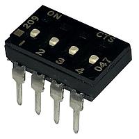 CTS Electronic Components 209-4LPSF DIP Switches THROUGH HOLE, GOLD DIP SWITCH, 4-POLE, LOW PROFILE ACTUATOR, BOTTOM SEAL, OFF, TUBE PACK