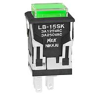 NKK Switches LB15SKW01-5F05-JF Pushbutton Switches SPDT ON-(ON) 5V GRN