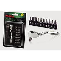 TOPTUL GAAR1201 12PCS 1/4 inch (H) Mini Reversible Bit Ratchet & Bit Set