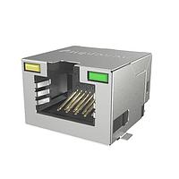 Amphenol Commercial Products RJE3C1886411 Modular 8P8C, RA, Cat6A, SMT, Sheild With No EMI Tabs, Without Pegs, With LEDs