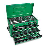 TOPTUL GCAZ114A Professional Mechanical Tool Set W/3-Drawer Tool Chest Satin Chrome (114 PCS)