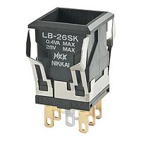 NKK Switches LB26SKG01-FJ Pushbutton Switches DPDT ON-ON BLACK SQ GREEN/CLEAR CAP