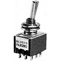 Nidec Components 8C3011-Z High-Reliability Miniature Toggle Switch 3PDT, ON-ON, 11.4mm flatted toggle, 1/4"-40 threaded bushing, solder lug terminals, 6A @ 125V AC