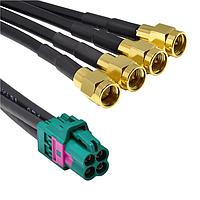 Adam Tech CA-AM04ZJ-SMAP4-1M Coaxial Cables Mini FAKRA Jack (2x2) to SMA Plug, 1m RTK-031 cable
