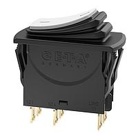 E-T-A Circuit Breakers 3120-N324-P7T1-W12DY4-5A Circuit Breakers The 3120-N...4 IP65 rated thermal circuit breaker/switch combination unites overcurrent protection and the function of an ON/OFF switch within a single component. The trip element is a thermal bimetal. Type 3120-N...4 is ideally suite