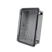 Bud Industries PTQ-11050-C Hinged Cover PC+10% Fiberglass Box, Stainless Steel Latch, Clear Cover (10.2 X 6.3 X 3.9 In)