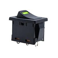 E-Switch R1966ABLKBLKESGRN Rocker Switches ROCKER, 15A 125VAC, SPST On-Off, Panel Mount, Snap-In Solder