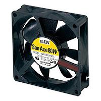 Sanyo Denki 9WP0812G4D011 Axial Axial Fan, 80x80x25mm, 12VDC, Splash Proof, Ribless, Lock Rotor Sensor