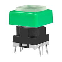 NKK Switches JB15HBPF-BF Tactile Switches OFF-(ON) HI FRCE GRN LED WHT BTN GRN FRM