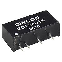 Cincon EC1SA26N Isolated DC-DC Converter, 1 Watt, Unregulated Output, 24VDC Input, +/-5VDC Output, 100mA, 79% Efficiency, 100uF, SIP