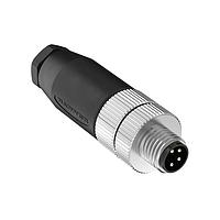 Banner Engineering BFW-M8M4-4X M8 Field Wireable Connectors Field Wireable: M8; 4-pin Straight Male; 24 AWG 3.5-5 mm Cable Range; Screw Terminal; PA+GF Black Body; Nickel-Plated Brass Coupling Nut