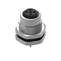 Wurth Elektronik 643260100605 Receptacles WRCIRC M12  Screw  Coding A  Panel PCB  Metal Straight with Panel Nut PG9  Female connector, polarity 5