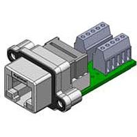Amphenol Commercial Products MRJ598401 Modular Recept RJ45 PCB Tail R/A, w/Term Blk