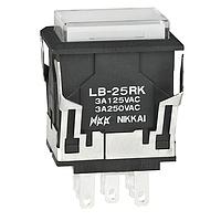 NKK Switches LB25RKW01-5D12-JB Pushbutton Switches DPDT 12V ON-(ON)