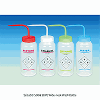 SciLab SL.Bot3518 Wash Bottle, LDPE, Φ72×h170㎜, Neck id Φ45㎜, 500㎖, Water Labeled