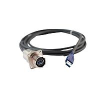 Amphenol Socapex CAUSB3FTV2AG70 USB Cables USB3.2 Gen 1 Copper Amplifier (USB-A) square flange receptacle, A coding, Aluminum shell with Olive Drab Cadmium plating, 7m cordset