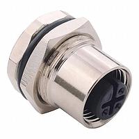 NorComp 859-L03-203R001 Connectors IP67 Female M12 Panel Mount 3 Position Straight Solder Cup