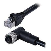 Same Sky (formerly CUI Devices) CDM1261-04D-01FRA-1M-RJ45-67 M12 Cable Angled,Shielded,D-Code 4PIN ,Screw Copper alloy,PVC 1.0M,+RJ45