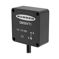 Banner Engineering QM30VT1-QP Vibration and Temperature Sensors Vibration and Temperature Sensor; 1-Wire Serial Interface; 150 mm (6 in) M12 Pigtail QD; Aluminum Housing