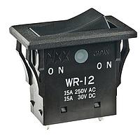 NKK Switches WR12ASN Rocker Switches ON-ON BLK SOLDER LUG NO EPOXY ENVRN SEALD