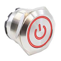 E-Switch PVHC7F2B11314 Anti Vandal Switch ANTI-VANDAL, 20A, SPST, Off-(On), LED, Red, IP67