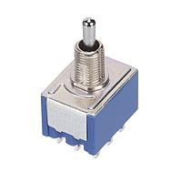 Nidec Components 8J3021-Z High-Reliability Miniature Toggle Switch 3PDT, ON-OFF-ON, 6.8mm toggle, 1/4"-40 threaded bushing, solder lug terminals, 6A @ 125V AC