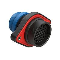 Amphenol SINE Systems AHDP02-24-27SR-STA Connectors 27 Position Panel Mount Receptacle, Socket, Shell Size 24, Reduced Diameter Seal (Blue), Small Thread Adapter