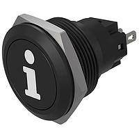 EAO 82-6951.1000.B004 Anti-Vandal Pushbutton, Momentary, 22mm, Alu Black, Flush, no LED,Solder Terminals, Info