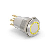Alcoswitch - TE Connectivity 7-2213764-0 Pushbutton Switches AV19 DPL 0.4VA FIX RING LED YELLOW 12V