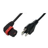 Schaffner IL13P-R-US1-SVT-3100-183 AC Power Cord w/Lock C13+ right-angled, NEMA5-15, SVT, 6 feet (183 cm), Black, AWG 18