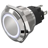 EAO 82-6151.1155 Anti-Vandal 82-6151.1155.Illuminated pushbutton.momentary.22 mm.stainless steel.flush/flat.ring.white.110 V.soldering terminal