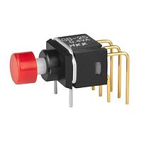 NKK Switches GB25AH-XC Pushbutton Switches ON-(ON) .157 RED CAP RIGHT ANGL PC .4VA
