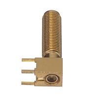 Radiall R124667143 PCB Receptacles SMA / FEMALE RIGHT ANGLE BULKHEAD PCB RECEPTACLE SOLDER LEGS REAR MOUNTING