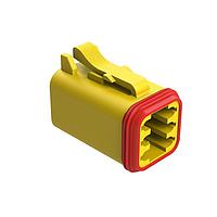 Amphenol SINE Systems AT06-6S-RD01YEL Automotive Connectors 6-Way Plug, Female Connector with Reduced Diameter Seals (E-Seal), Yellow