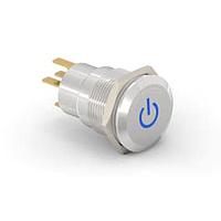 Alcoswitch - TE Connectivity 2-2213766-0 Pushbutton Switches AV19 SPM 0.4VA POWER LED BLUE 24V
