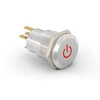 Alcoswitch - TE Connectivity 2213766-6 Pushbutton Switches AV19 SPM 0.4VA POWER LED RED 12V