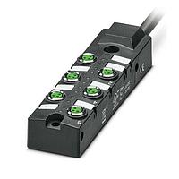 PHOENIX CONTACT 1197216 Circular Metric Connectors Sensor/actuator box   application: Standard   connection method: M8 socket Metal   number of slots: 6   number of positions: 3   coding: A - standard   slot assignment: single   status display: yes   pnp; master cable connection: Fixed connection 180