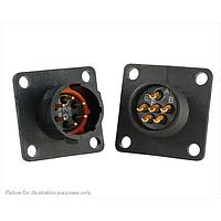 Eaton Souriau-Sunbank UTS010E6PW Receptacles Plastic square flange receptacle, without backshell, with 6 male solder contacts, IP68/69K in unmated conditions, keying W