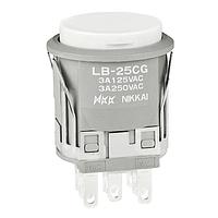 NKK Switches LB25CGW01-B Pushbutton Switches DPDT ON(ON) ROUND GRAY BODY WHITE CAP