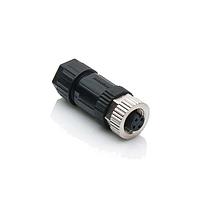 Amphenol LTW M12A-05BFFB-SL7001 Circular Metric Connectors M12 Circular Metric Connector, A Code, Metal, 4A, 05 pins, Female Connector, Female Contact, Straight, Screw Thread, Screw-in, Field Installable, F4.0 - F8.0mm, IP67 Mated