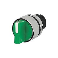 EAO 46-2W44.3CM0.001 Round Actuator, oe 22.3 mm, oe 30 mm, illuminative, Green, short, round, Silver, Metal, Maintained - Momentary, IP65, IK03