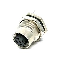 Amphenol LTW MSDS-04PFFP-SF8002 Sensor Cables / Actuator Cables M12 Circular Metric Connector, D Code, Metal, 4A, 04 pins, Female Connector, Female Contact, Hexagonal, M16*1.5, Screw Thread, PCB 180 , Receptacle, Front Fastened, Panel Thickness 4.5, IP68 / IP69K