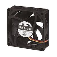 Sanyo Denki 9RA0812S4001 Axial DC Axial Fan, 80x80x25mm, 12VDC, Low Noise, Tachometer