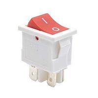 E-Switch RA812C2921 Power Rocker Switch Rocker, DPST, Off-On, Panel Mount, Snap-In, Red, I/O Vertical